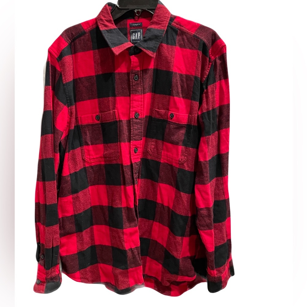 ❤️ GAP STANDARD MEN’S FLANNEL BUFFALO PLAID BUTTON DOWN SHIRT SIZE XL